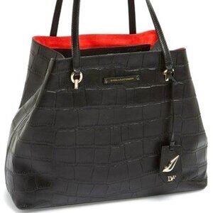 DVF Diane von Furstenberg Voyage Rdy To Go Croc Embossed Leather Tote Bag Purse